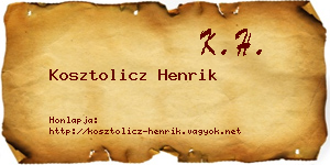 Kosztolicz Henrik névjegykártya